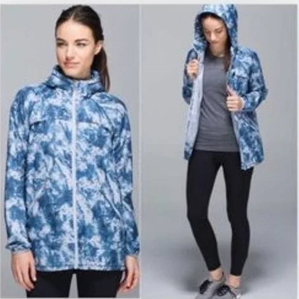 Lululemon Miss Misty Jacket Sea Side Silver Fox Alberta Lake Sz 8 Packable Rain